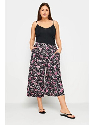 Stil Diva Büyük Beden Kapri Pantolon Likralı Desenli Cepli Kadın Yazlık İnce Kumaş 145046