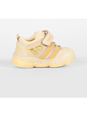 Vicco Orante Işıklı Erkek İlk Adım Bej Spor Ayakkabı PU Malzeme ve Cırtlı Bağlama ile Pratik
