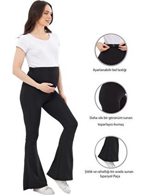 Luvmabelly MYRA8120 Siyah Toparlayıcı İnce Dalgıç Hamile Tayt Kadın Beli Ayarlanabilir Özellikli