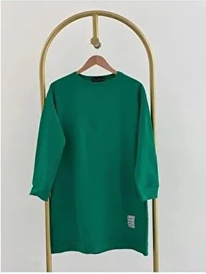 Kadın Bisiklet Yaka Mevsimlik Tesettür Yırtmaçlı Armalı Tunik Sweat Sweatshirt