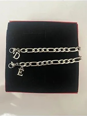 Kararmaz Çelik 1 Li Harfli Bileklik Sevgili/çift/arkadas Bilekliği Unisex Harf Detay Bileklik