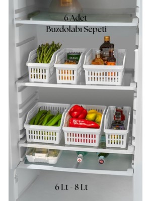 6’lı Buzdolabı Organizeri Düzenleyici Çok Amaçlı Dolap Düzenleyici Beyaz 12X30X14 cm