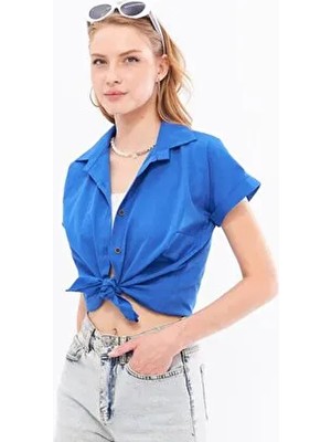 Kadın Saks Kısa Kol Gömlek ARM-19Y001065