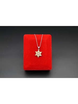 Siyah İnci Oltutaşı 925 Ayar Gümüş Sarı Kanatlı Lotus Kadın Kolye SK00049