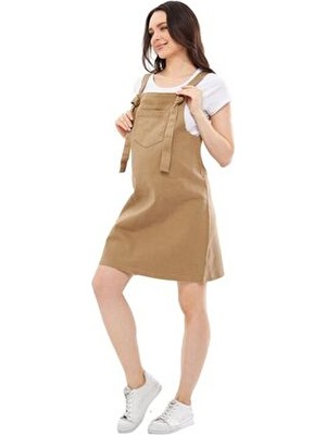 Luvmabelly MYRA6310 Kolsuz Salopet Elbise Taş Renkli Günlük Stil Pamuk Kumaş ile Şık Tasarım