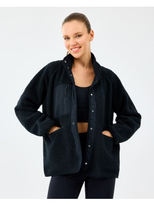 Skechers W Woven Detailed Pull Over Sherpa Kadın Siyah Mont S2520218-3817