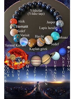 Özel Tasarım Tasarım Sıralı Gezegenler Güneş Sistemi Doğal Taş Bileklik Doğal Taş
