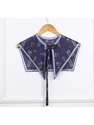 Kadınlar İçin Stil Omuz Şalı Lacivert Çiçek Desenli Polyester Kumaş Modern Tasarım Aksesuar