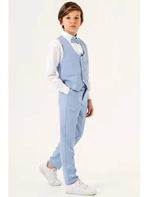 Planet Yelekli Erkek Çocuk Takım Elbise 1 Yaş Özel Olaylar İçin Metalik Armür Desenli