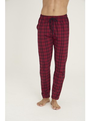 Kly Premium Erkek Ekose Rahat Kesim Pamuklu Beli Bağcıklı Cepli Eşofman/Pantolon/Pijama Altı
