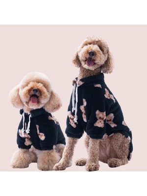 Siyah Soft Bear Büyük Irk Sweat Orta Büyük Irk Köpek Kıyafeti Pelüş Sweat