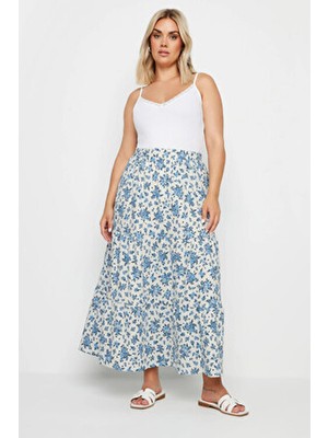 Stil Diva Uzun Etek Kadınlar İçin Lastikli Bel Vintage Desen Dokuma Kumaş 160318