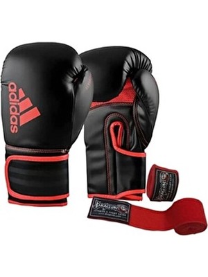 adidas ADIH80 (HYBRID80) Suni Deri Boks Eldiveni ve Dragondo Boks Bandajı 2'li Set Profesyonel