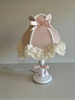 Luluavizem Ponponlu Kız Çocuk Genç Odası Pudra Tonlarında Bebek Odası Abajuru, Sakin ve Yumuşak Işık