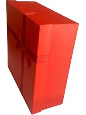 Hediye Kutusu Kırmızıkurdeleli Şık Kırmızı 30 cm En 30 cm Boy 12 cm Yükseklik Söz Damat Bohçası