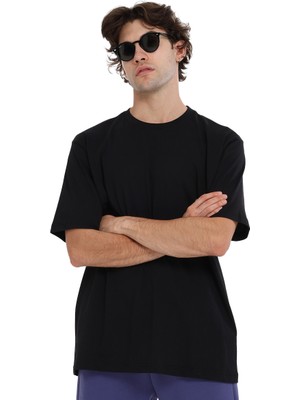 Wink Oversize Erkek Siyah Günlük Stil T-Shirt 25KE1024-SYH