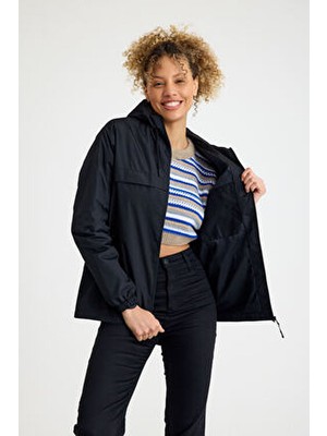 Kadın Içi Astarlı Suya Dayanıklı Kapüşonlu Cepli Yağmurluk