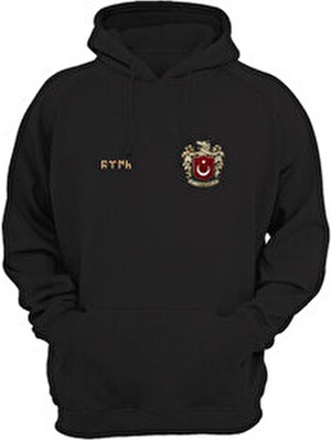 Göktürkçe Türk Yazılı Bozkurt Sembolü Türkiye ve Türk Bayrağı Kurt Regular Fit %100 Pamuk Sweatshirt