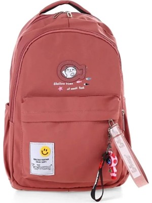 Öğrenci Sırt Okul Çantası Basit Kore Tarzı Kadın Seyahat Çantası Yumuşak Su Geçirmez Kumaş Kiremit