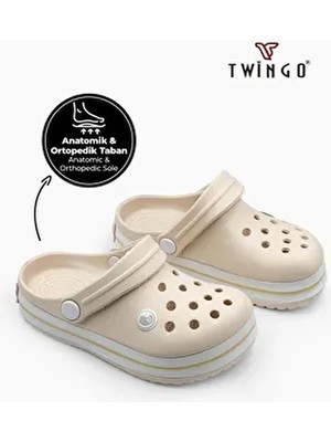 Twingo Ekru Anatomik Comfort Terlik Günlük Kullanım için Ortopedik ve Kaymaz Taban Özellikli