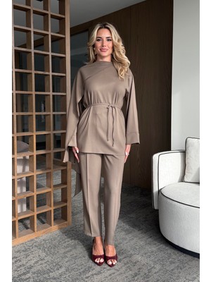 Vizon Kendinden Şallı Bluz Pantolon Takım - 8752