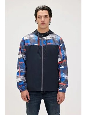 Bad Bear Doyle Erkek Rüzgarlık Siyah Desenli Teknik Kumaş Kapüşonlu Uzun Kol L Beden