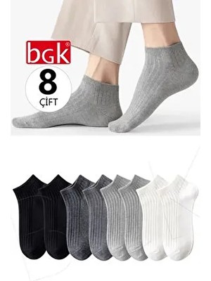 bgk Unisex Patik Çorap 8 Çift Esnek Çok Renkli Düz Desenli Yüksek Lifli Pamuk İplikleri