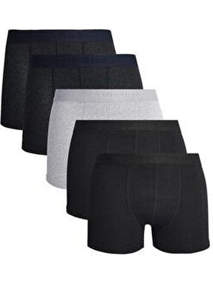 Erkek 5'li Pamuklu Likralı Esnek Kumaş Boxer