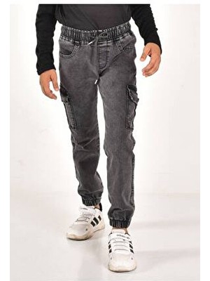 Kargo Cep Çocuk Erkek Komando  Likralı Kot Pantolon