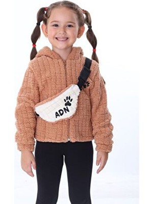 Kareluxe Kahverengi Peluş Aksesuarlı Çocuk Hırka - Unisex 1-5 Yaş