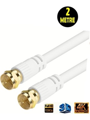 Usin 2 Metre Fabrikasyon Gold Uç  F Konnektörlü Rg6/u4 Full Hd 3D 4K Anten Tv Çanak Uydu Lnb Kablosu