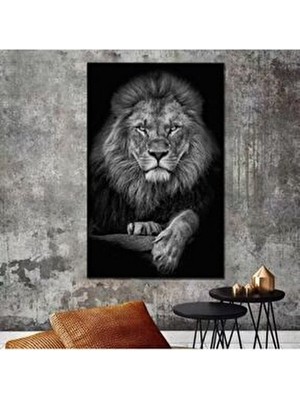 Belirtilmemiş Aslan Leopar Modern Tema Dikey Kanvas Tablo 3355 35 x 50 cm Siyah %100 Pamuk Malzeme