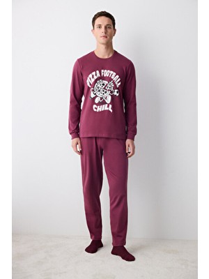 Penti Chill Erkek Pijama Takımı Çok Renkli Düğmeli Desen ile Rahat Kış Sezonu İçin
