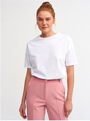 Dilvin Kadın Beyaz Basic T-Shirt Kısa Kol Günlük Kullanım İçin %100 Pamuk