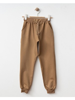 Re&Gi Rekor Unisex Alt Eşofman Okul ve Gündelik Iki Iplik Mevsimlik Bej 5-12 Yaş