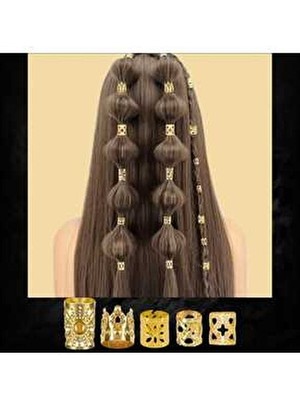 Bohem Saç Halkası-Saç Küpesi Taçlı 10 'lu Hair Charms (BC-1150)