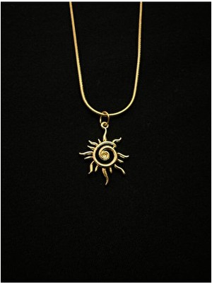 Laika Altın Kaplama Güneş Kolye 45+5 cm Çelik Zincirli Unisex Kullanıcı İçin Sarı Maden
