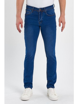 Yakamor Erkek Fermuarlı Taşlı Slim Fit Jeans