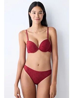 Penti Bordo Super Push Up Essentials Sütyen Düz Desen ile Konforlu Tasarım ve Push Up Kap