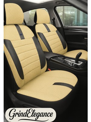 Suzuki Alto Oto Koltuk Kılıfı – Trobus Vira Grindelegance Bej-Siyah | Pamuklu Deri Detaylı, Yan Airbag Uyumlu, Üniversal, Kolay Montaj, 3 Katmanlı Konfor