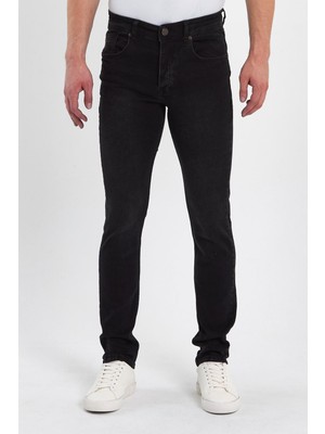 Yakamor Erkek Fermuarlı Taşlı Slim Fit Jeans