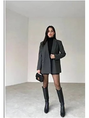 Tek Düğmeli Oversize Antrasit Blazer Ceket