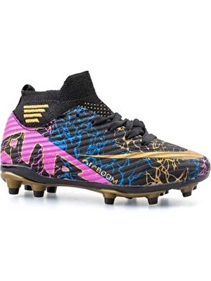 Laliga 565 Çoraplı Krampon Siyah Altın Rengi Kauçuk Taban Yetişkinler İçin Tasarlanmış