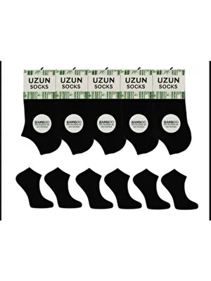 Dündar Erkek Siyah Bambu Dikişsiz Patik Çorap Düz Desenli Yaz Sezonu İçin 6'lı Paket