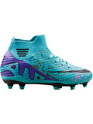 Laliga Çocuk Çim Zemin Kramponu Fkrp-Turkuaz-Mor-Desenlı Renkli