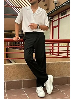 İnpool Baggy Kalıp Yazlık-Baharlık Pantolon Erkek Esnek-Dökümlü Pile Detaylı Poliviskon ASP01