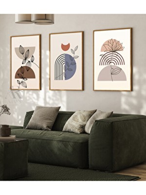 Kahvenin Tonları Pinterest Stil  Çerçeve Görünümlü 3'lü Set Tablo