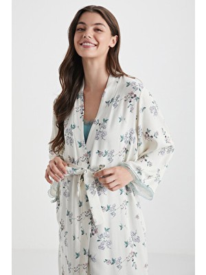 Catherine's Yumuşak Dokulu Çiçek Desenli Hamile Sabahlık %100 Viskoz Rahat Kullanım İçin