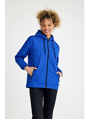 Kadın Içi Astarlı Suya Dayanıklı Kapüşonlu Cepli Yağmurluk