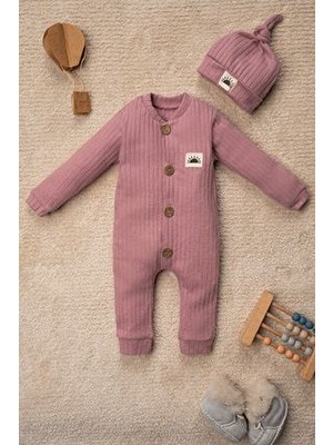 Güneş Armalı Bereli Düz Renk Tulum Bebek Takımı